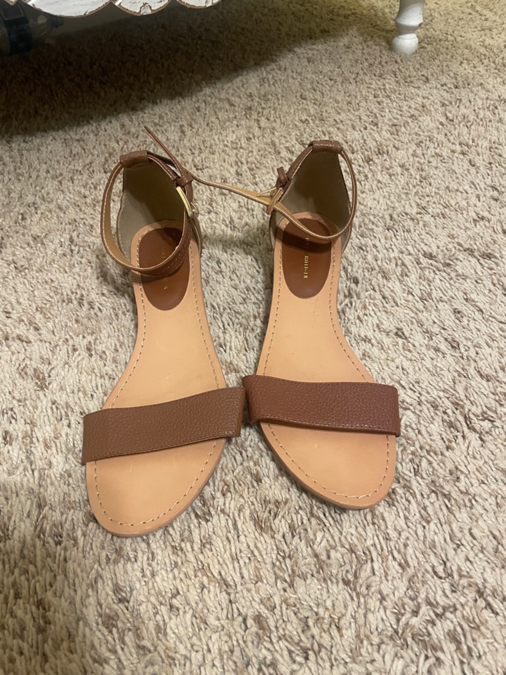 Tommy Hilfiger Brown Ankle-Strap Flat Sandals
